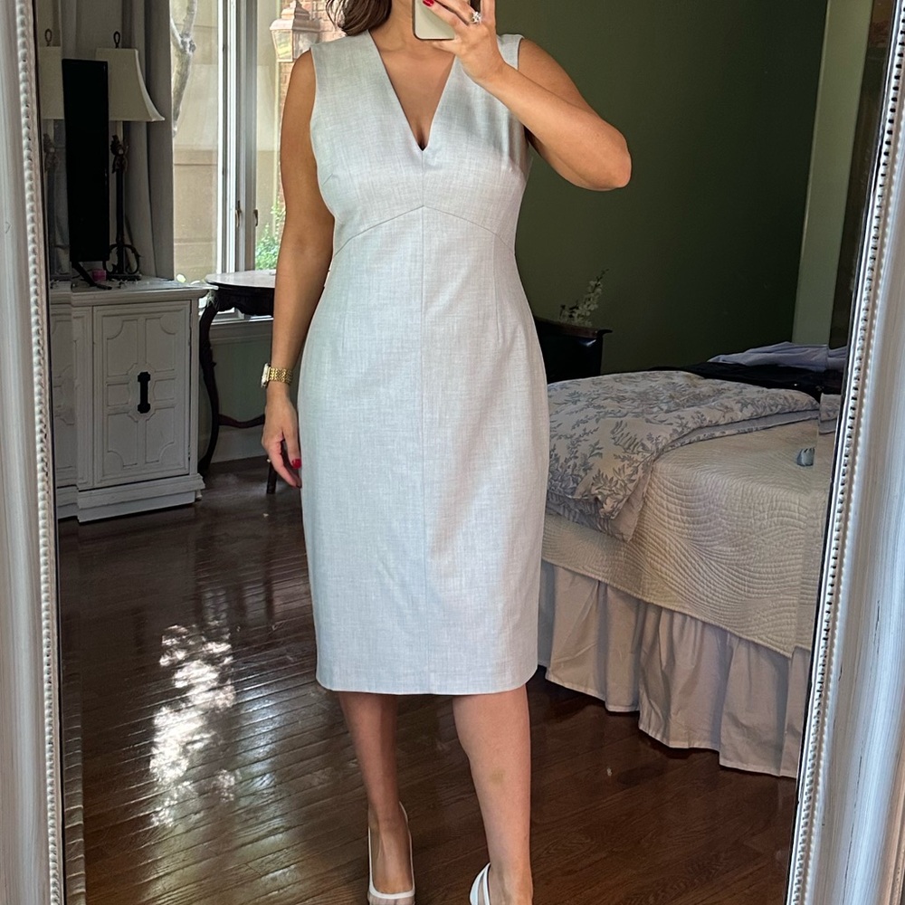 ANTONIO MELANI White V-Neck Midi Dress